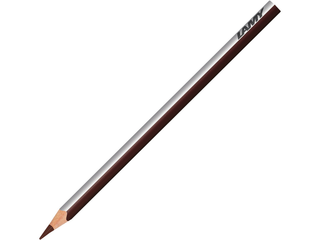 LAMY plus colour pencil in Van Dyck Brown featuring a silver and brown triangular barrel, high-quality colour core and ergonomic design for colouring, drawing, sketching and creative artwork