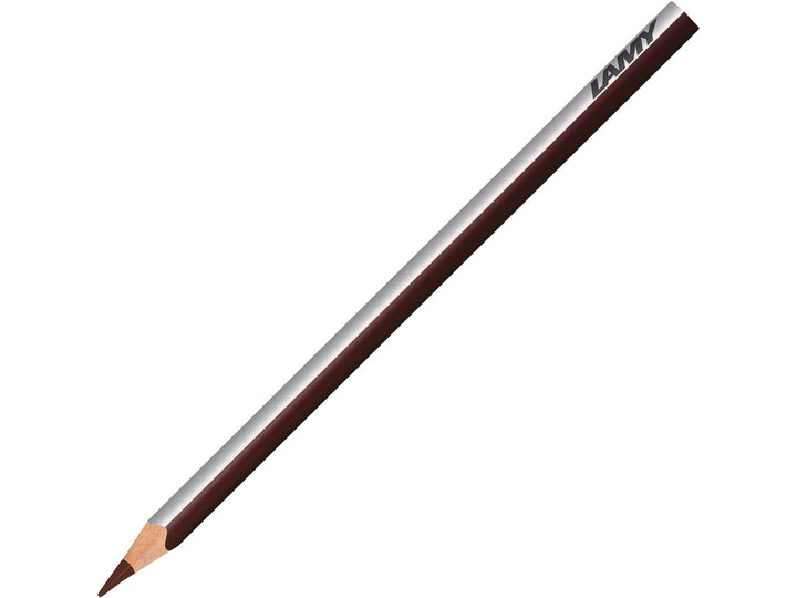 LAMY plus colour pencil in Van Dyck Brown featuring a silver and brown triangular barrel, high-quality colour core and ergonomic design for colouring, drawing, sketching and creative artwork