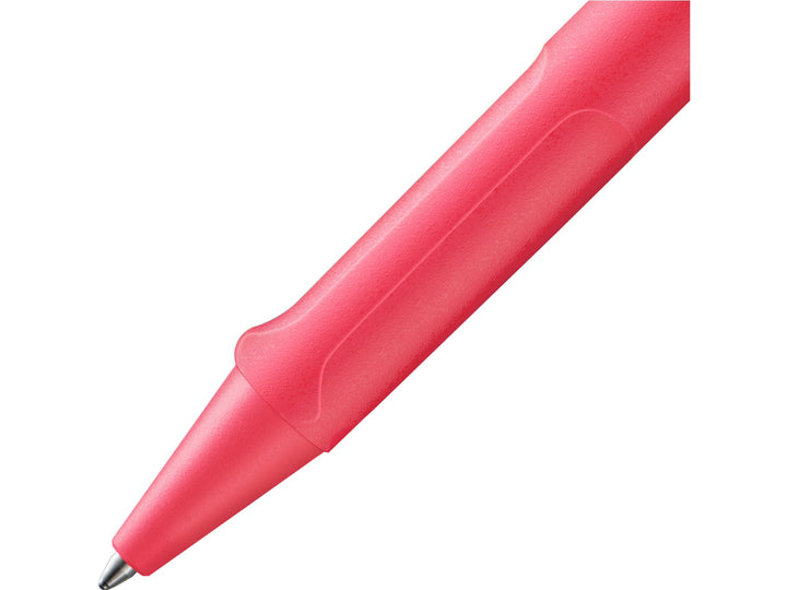 Close-up of the LAMY safari Ballpoint Pen in Sunset 2025 Special Edition showing the ergonomic grip section, matching cone tip and durable ASA plastic construction
