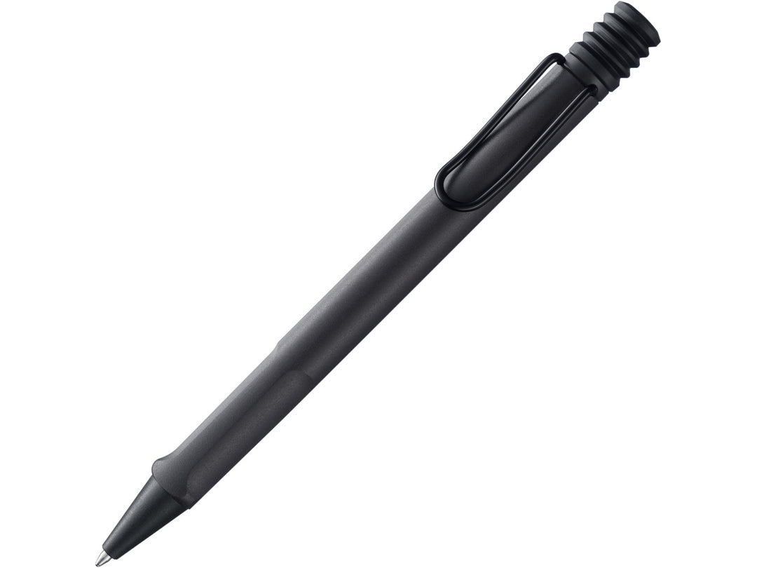 LAMY safari ballpoint pen in Umbra with ergonomic grip section, self-sprung metal clip and black medium LAMY M16 refill