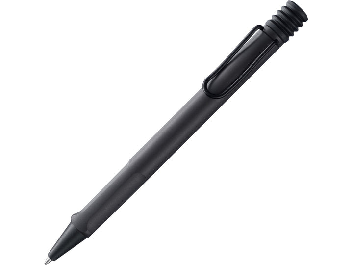 LAMY safari ballpoint pen in Umbra with ergonomic grip section, self-sprung metal clip and black medium LAMY M16 refill