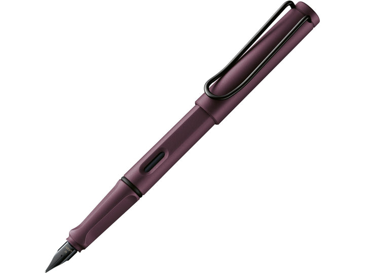 LAMY safari fountain pen Scarlet featuring black stainless steel nib, ergonomic grip section and lightweight ABS body