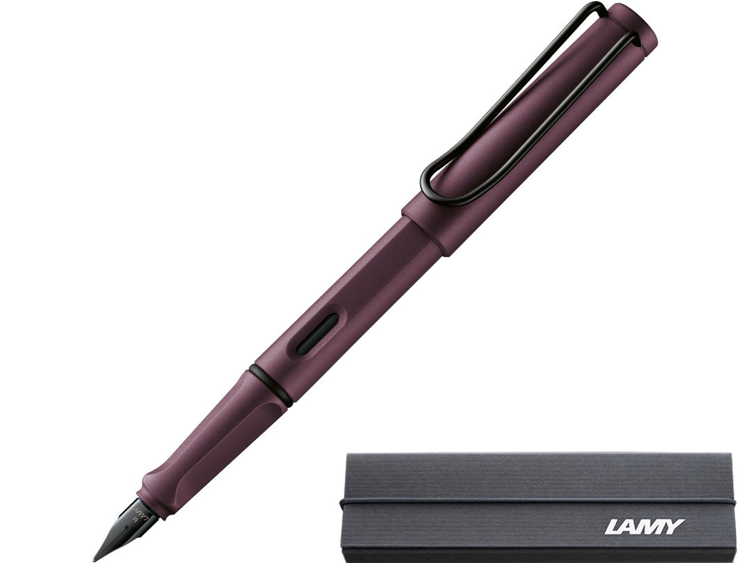 LAMY safari fountain pen Scarlet with black stainless steel nib and branded LAMY gift box