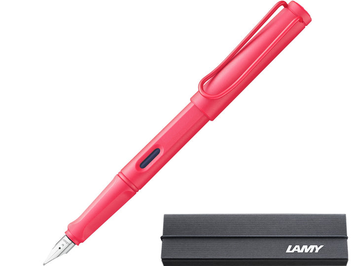 LAMY safari sunset fountain pen with stainless steel nib, ink window and branded LAMY gift box