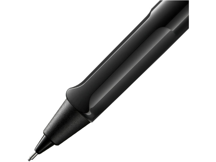 LAMY safari mechanical pencil ergonomic grip detail in black with precision 0.5mm lead mechanism