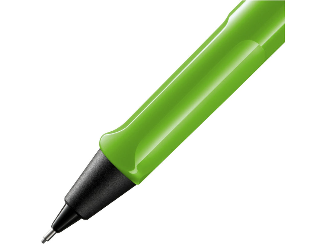 LAMY safari mechanical pencil ergonomic grip detail in green with precision 0.5mm lead mechanism
