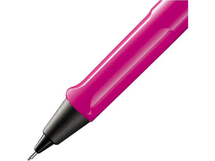 LAMY safari mechanical pencil ergonomic grip detail in pink with precision 0.5mm lead mechanism