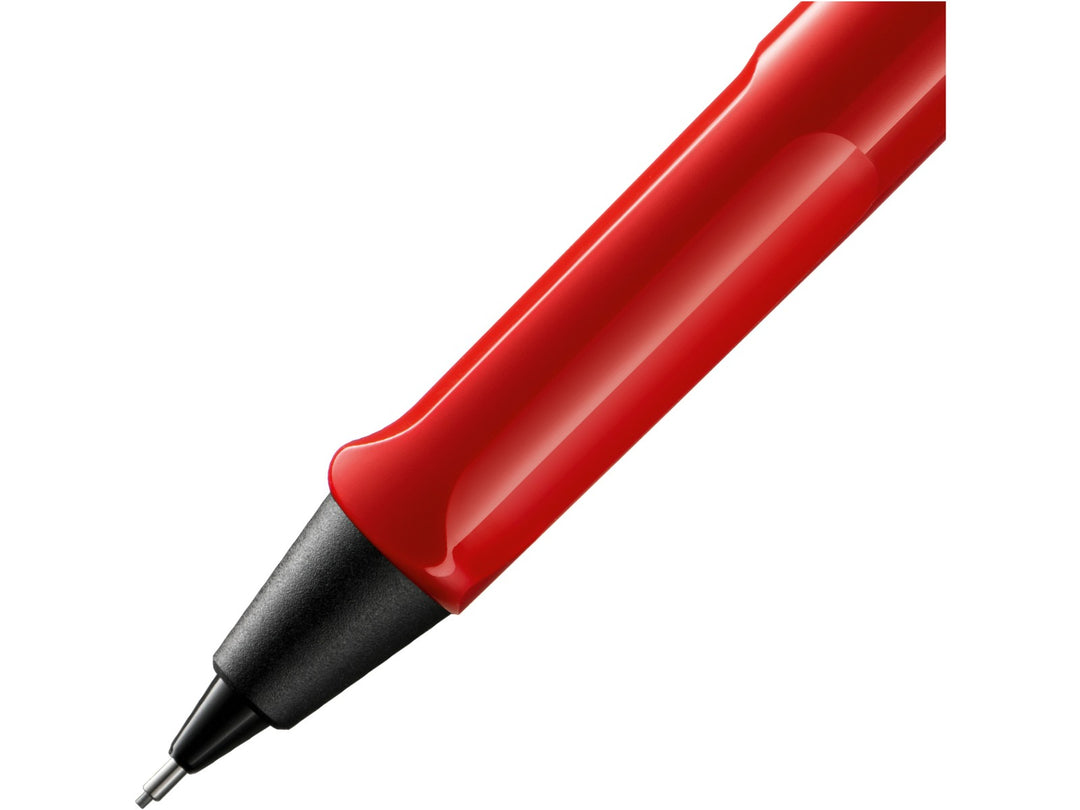 LAMY safari mechanical pencil ergonomic grip detail in red with precision 0.5mm lead mechanism