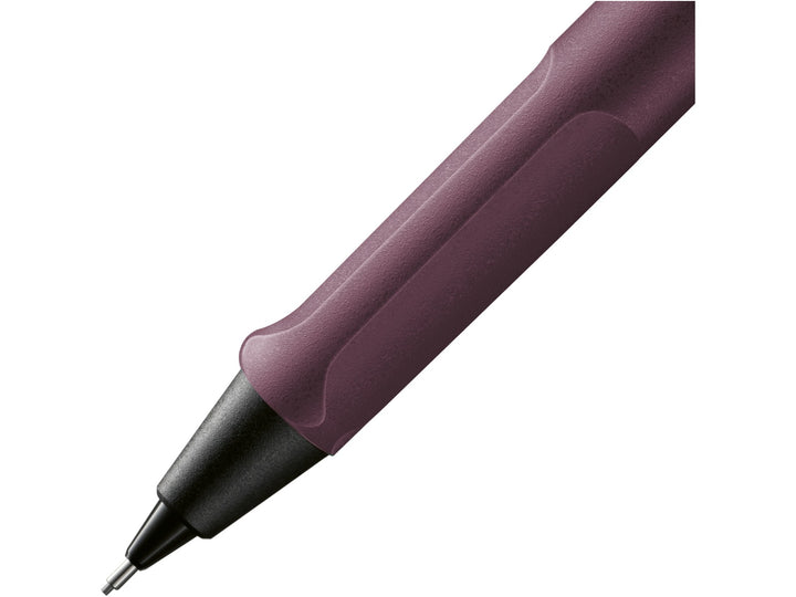LAMY safari mechanical pencil ergonomic grip detail in scarlet with precision 0.5mm lead mechanism