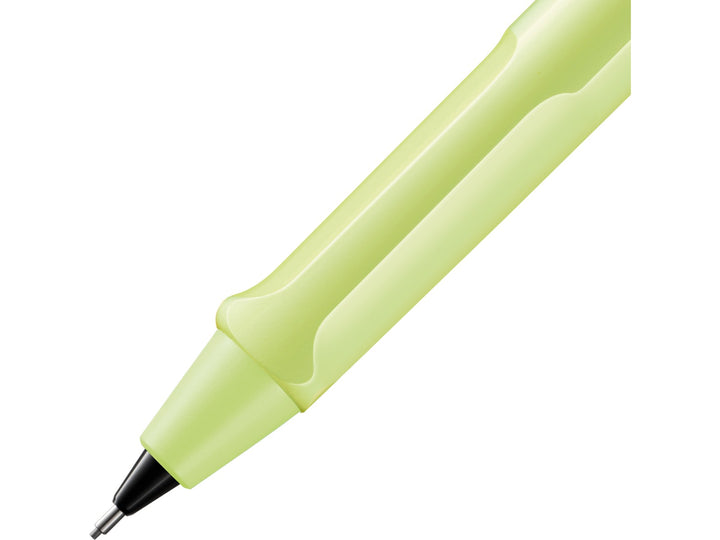 LAMY safari mechanical pencil ergonomic grip detail in spring green with precision 0.5mm lead mechanism