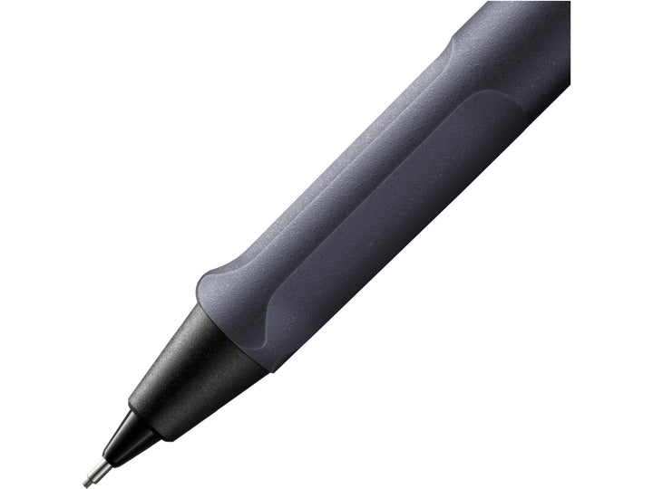 LAMY safari mechanical pencil ergonomic grip detail in steel black with precision 0.5mm lead mechanism
