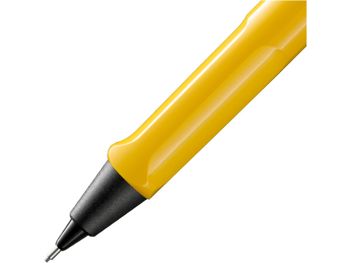 LAMY safari mechanical pencil ergonomic grip detail in yellow with precision 0.5mm lead mechanism
