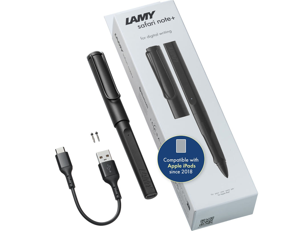 LAMY safari note+ Digital Writing Pen All Black with USB-C charging cable, replacement tips and presentation box