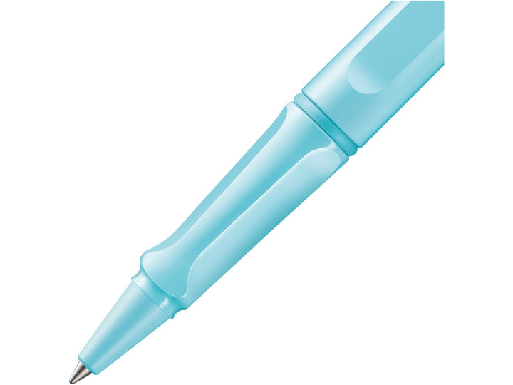 LAMY safari rollerball pen grip detail in aquasky with ergonomic moulded grip section