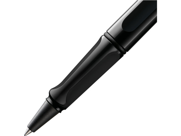 LAMY safari rollerball pen grip detail in black with ergonomic moulded grip section