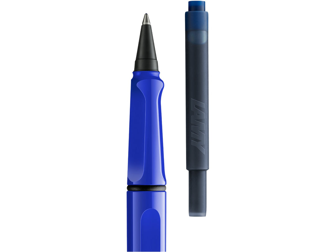LAMY safari rollerball pen with removable rollerball section and compatible LAMY T10 ink cartridge