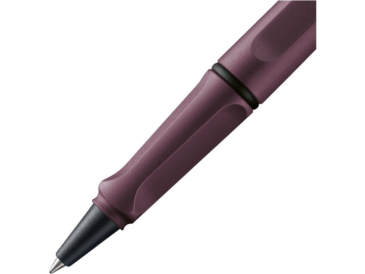 LAMY safari rollerball pen grip detail in scarlet with ergonomic moulded grip section