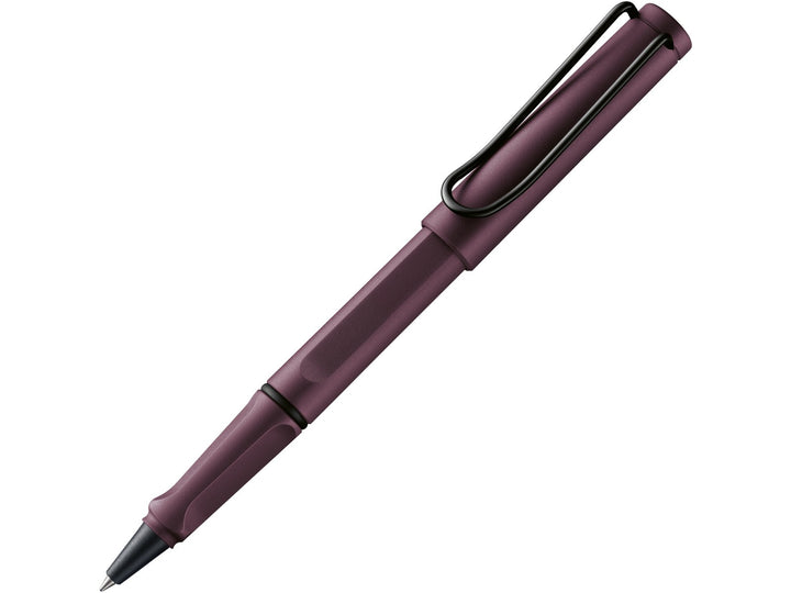 LAMY safari rollerball pen in scarlet with ergonomic grip section and spring-loaded metal clip