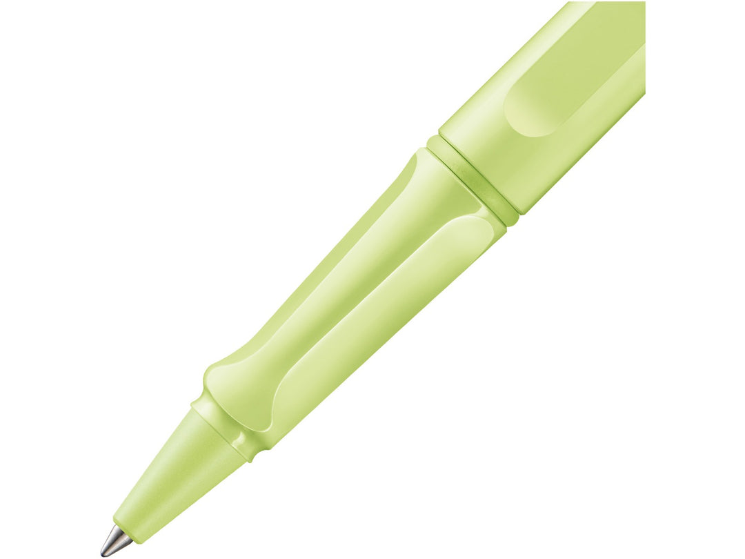 LAMY safari rollerball pen grip detail in spring green with ergonomic moulded grip section