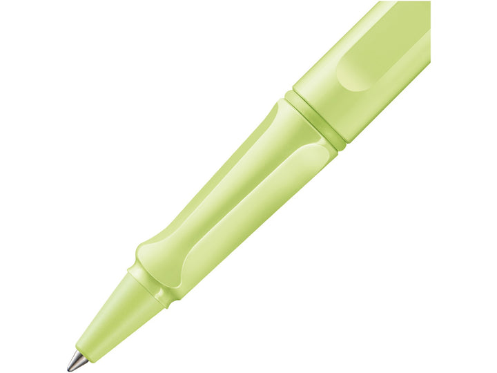 LAMY safari rollerball pen grip detail in spring green with ergonomic moulded grip section