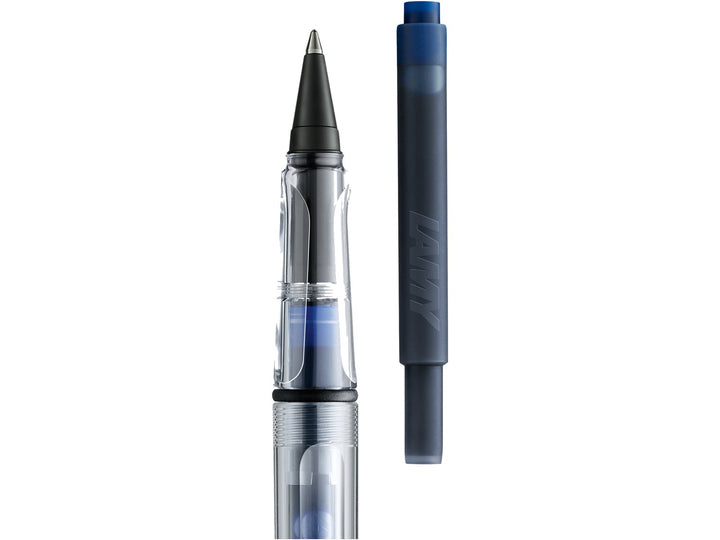 LAMY safari rollerball pen with removable rollerball section and compatible LAMY T10 ink cartridge