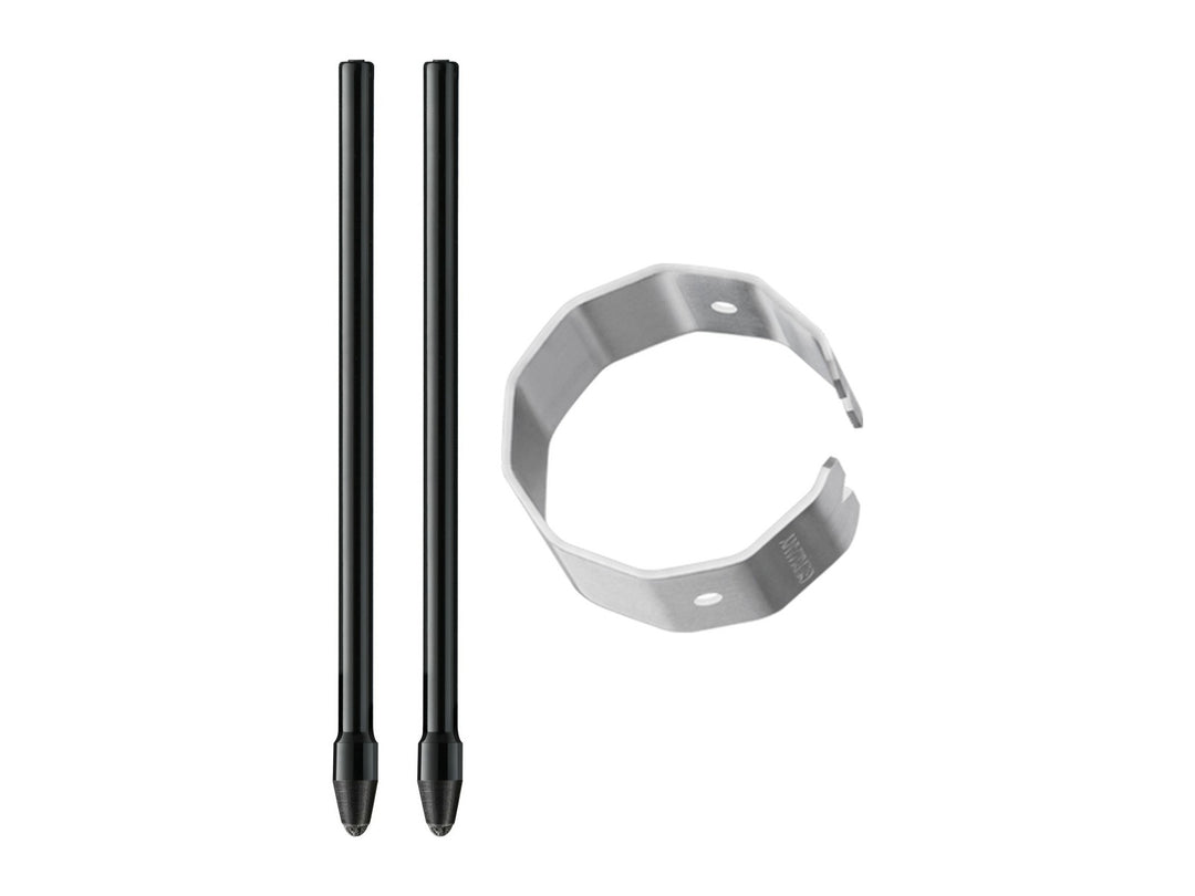 LAMY safari twin pen all black EMR PC/EL Pointier included accessories showing two replacement stylus tips and tweezers