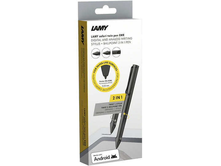 LAMY safari twin pen all black EMR POM Round Digital Writing retail packaging