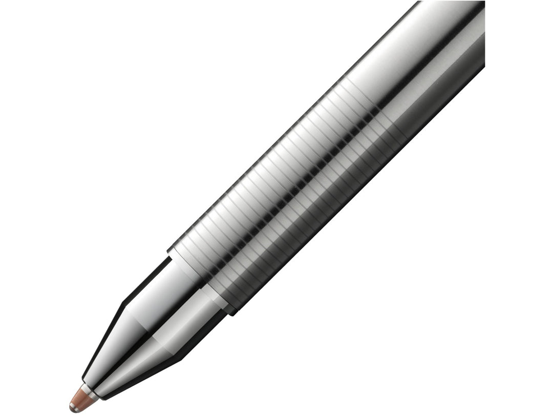 LAMY st Tri Pen Multisystem Pen textured stainless steel grip section close-up