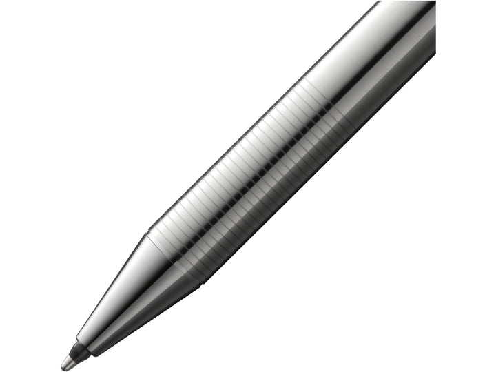 LAMY st Twin Pen Multisystem Pen textured stainless steel grip section and writing tip close-up