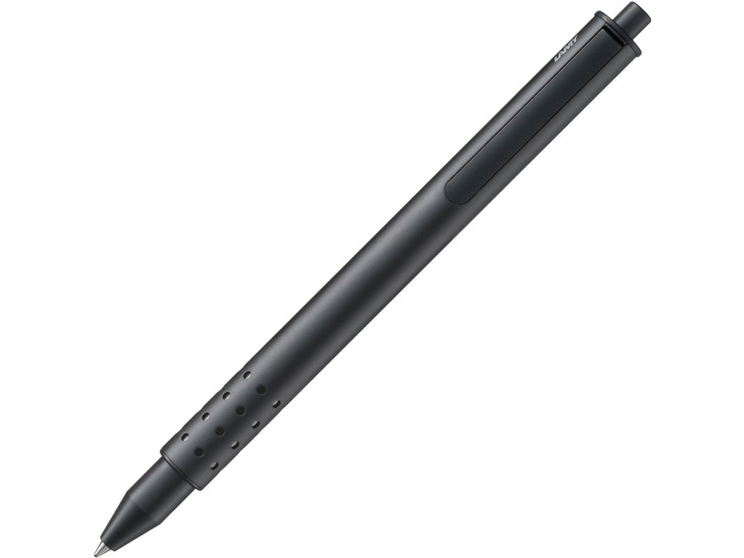 LAMY swift rollerball pen in matt black with retractable writing mechanism and integrated retractable clip