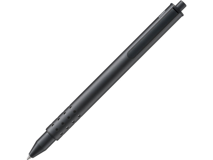 LAMY swift rollerball pen in matt black with retractable writing mechanism and integrated retractable clip