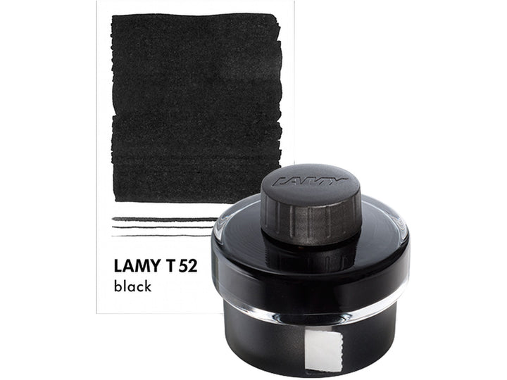 LAMY T52 Black Fountain Pen Ink Bottle 50ml with Black ink colour swatch
