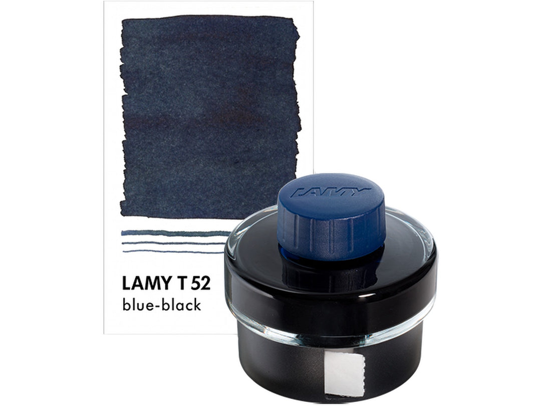 LAMY T52 Blue-Black Fountain Pen Ink Bottle 50ml with Blue-Black ink colour swatch