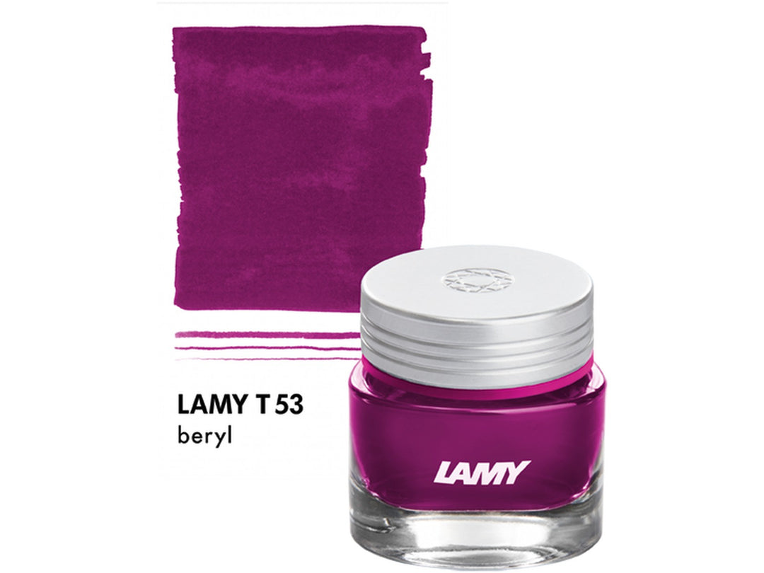 LAMY T53 Crystal Fountain Pen Ink Bottle Beryl 30ml with Beryl ink colour swatch