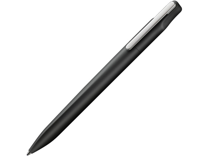 LAMY xevo ballpoint pen in black with ergonomic triangular grip, spring-loaded metal clip and twist-action mechanism