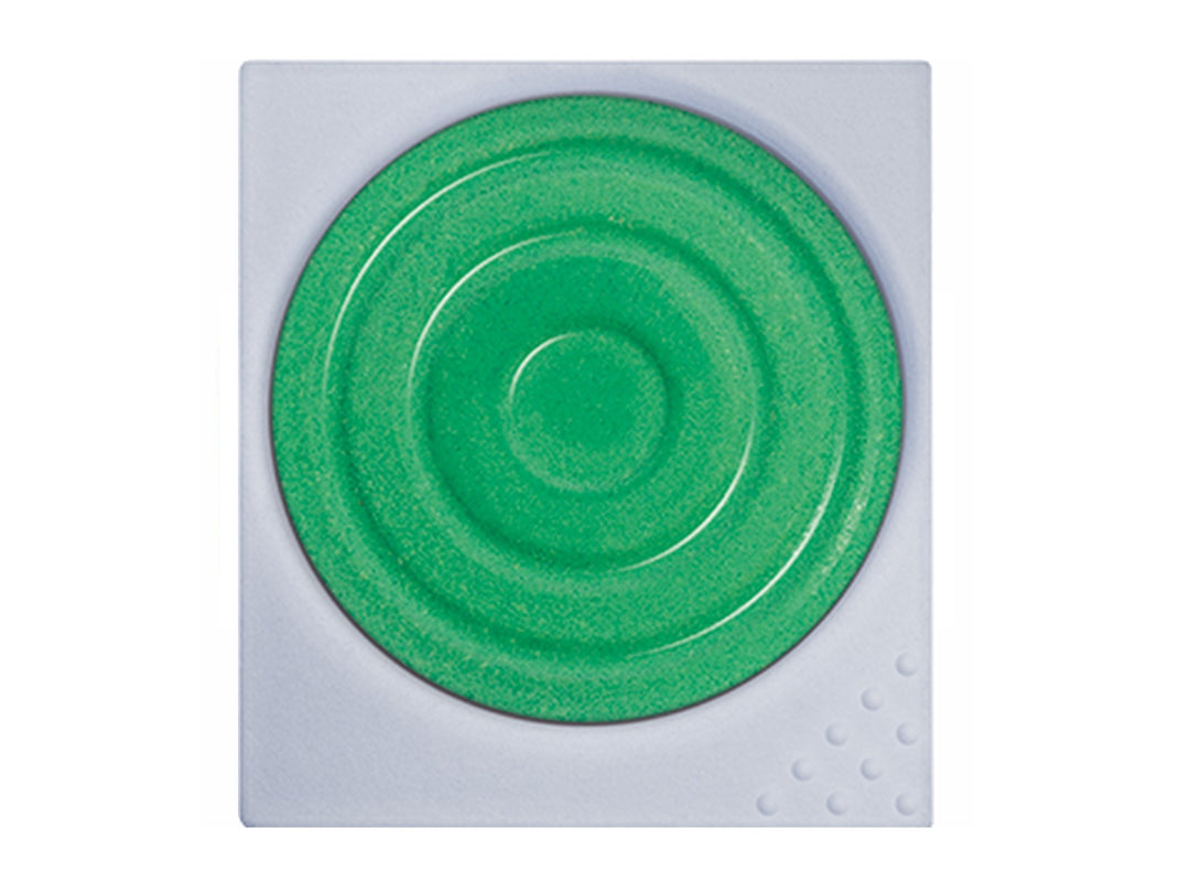 LAMY aquaplus Watercolour Paint Pan in French Green, featuring a square paint pan with a circular french green watercolour cake and textured mixing surface designed for use with the LAMY Z 70 Paint Tray and aquaplus painting system