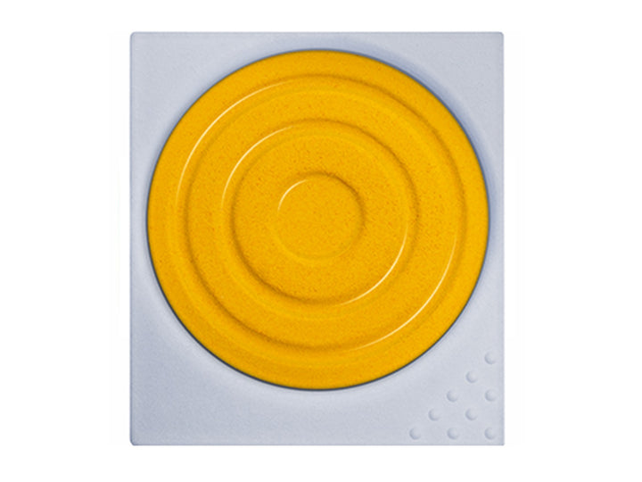 LAMY aquaplus Watercolour Paint Pan in Indian Yellow, featuring a square paint pan with a circular indian yellow watercolour cake and textured mixing surface designed for use with the LAMY Z 70 Paint Tray and aquaplus painting system