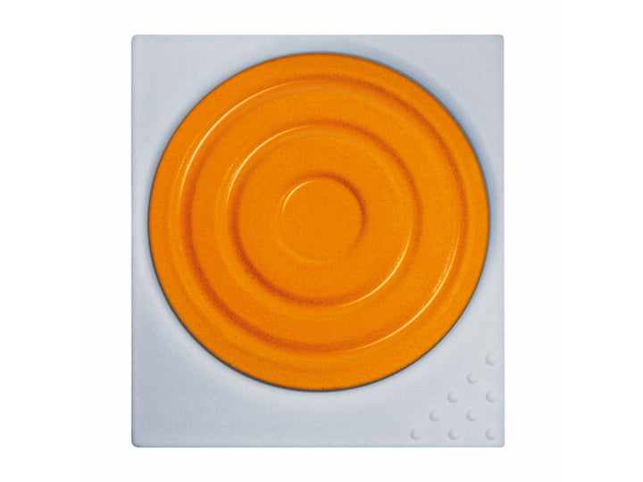 LAMY aquaplus Watercolour Paint Pan in Orange, featuring a square paint pan with a circular orange watercolour cake and textured mixing surface designed for use with the LAMY Z 70 Paint Tray and aquaplus painting system