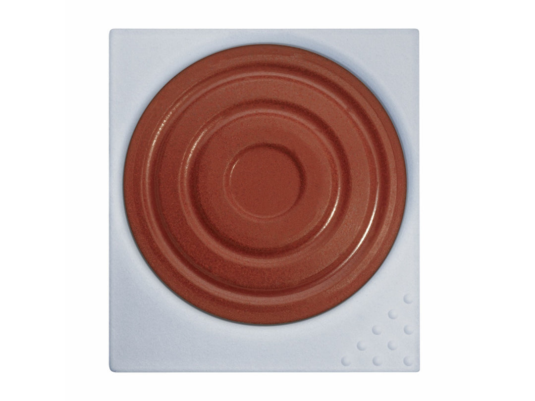 LAMY aquaplus Watercolour Paint Pan in Sienna, featuring a square paint pan with a circular sienna watercolour cake and textured mixing surface designed for use with the LAMY Z 70 Paint Tray and aquaplus painting system