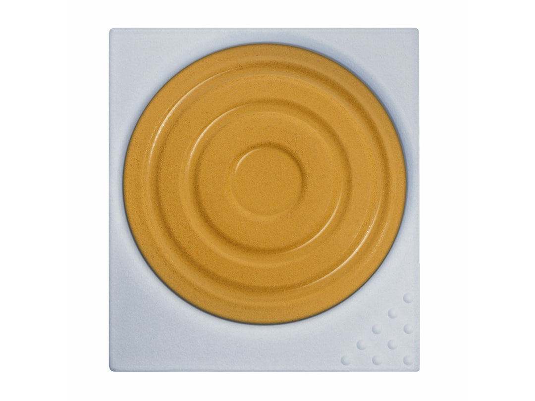 LAMY aquaplus Watercolour Paint Pan in Yellow Brown, featuring a square paint pan with a circular yellow brown watercolour cake and textured mixing surface designed for use with the LAMY Z 70 Paint Tray and aquaplus painting system