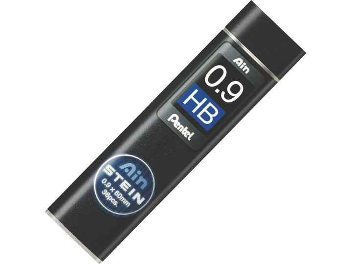 Pentel Ain Stein 0.9mm HB Mechanical Pencil Leads, featuring a refill tube containing 36 break-resistant graphite leads with Pentel Ain Stein reinforcement technology for smooth writing, sketching and everyday mechanical pencil use