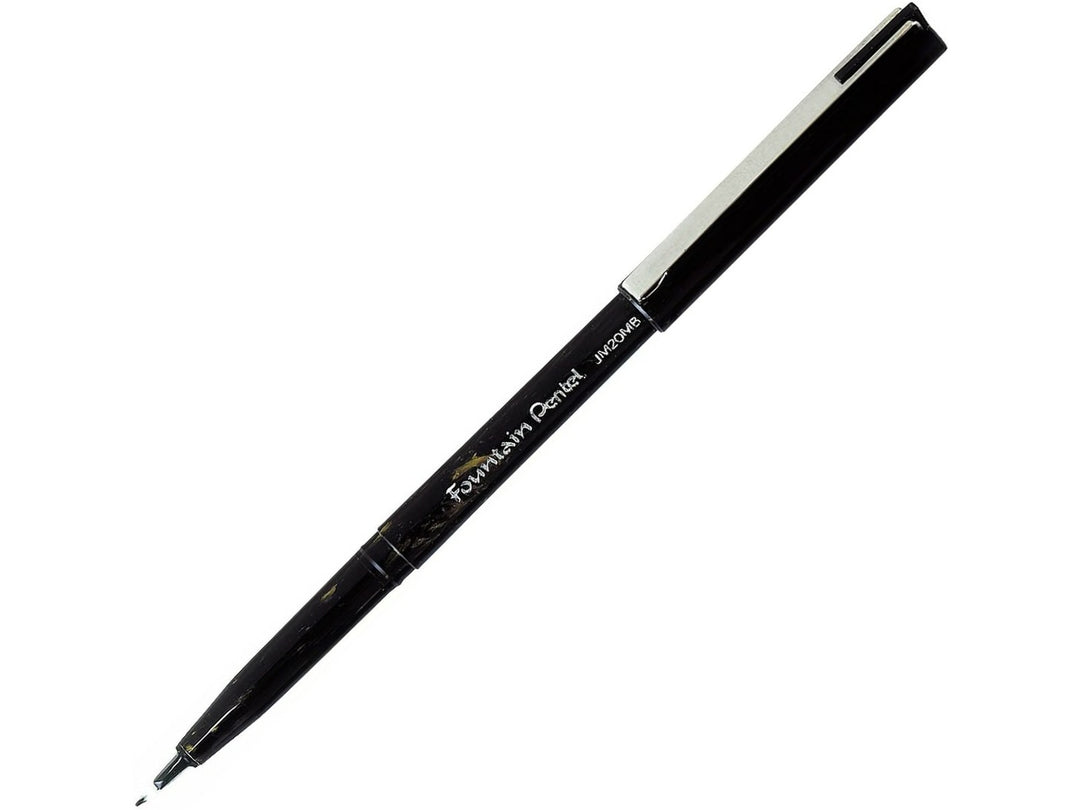 Pentel JM20 Fountain Pen featuring a black barrel, silver-coloured clip and Pentel&