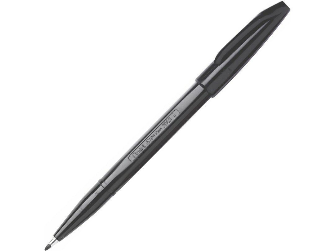 Pentel Sign Pen S520 Fibre-Tipped Pen in Black, featuring a durable fibre tip, black water-based ink, lightweight plastic barrel and the original smooth-writing Sign Pen design for writing, drawing and illustration