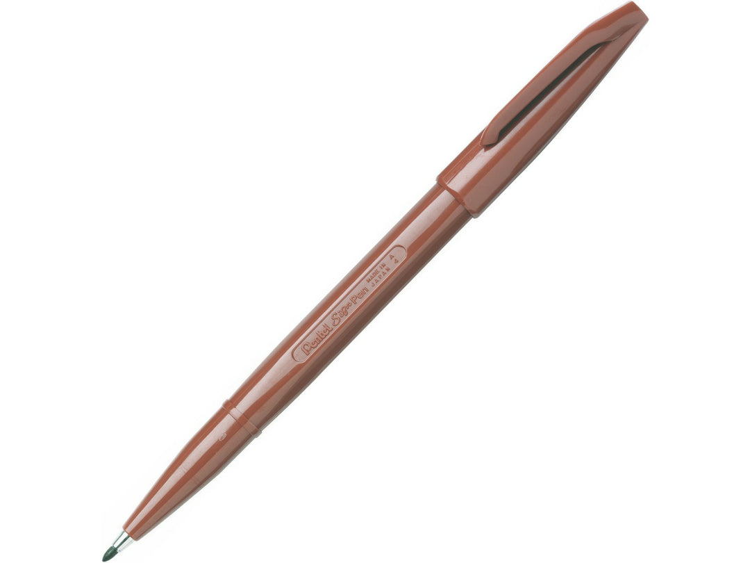 Pentel Sign Pen S520 Fibre-Tipped Pen in Brown, featuring a durable fibre tip, brown water-based ink, lightweight plastic barrel and the original smooth-writing Sign Pen design for writing, drawing and illustration