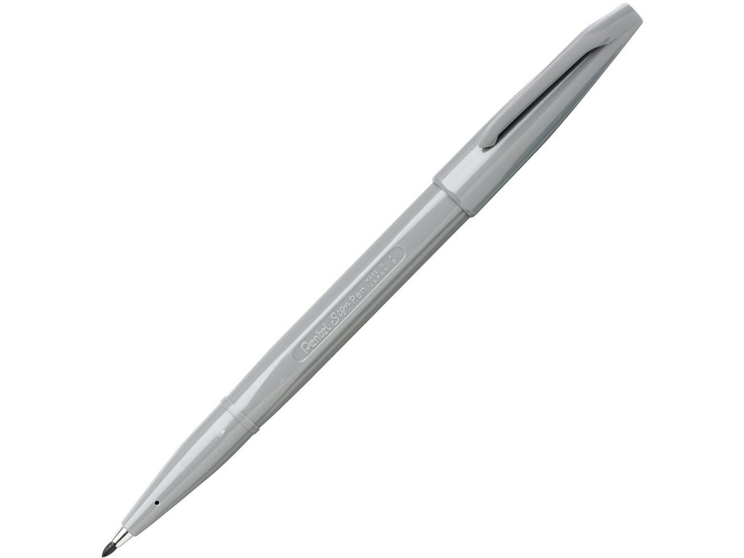 Pentel Sign Pen S520 Fibre-Tipped Pen in Grey, featuring a durable fibre tip, grey water-based ink, lightweight plastic barrel and the original smooth-writing Sign Pen design for writing, drawing and illustration