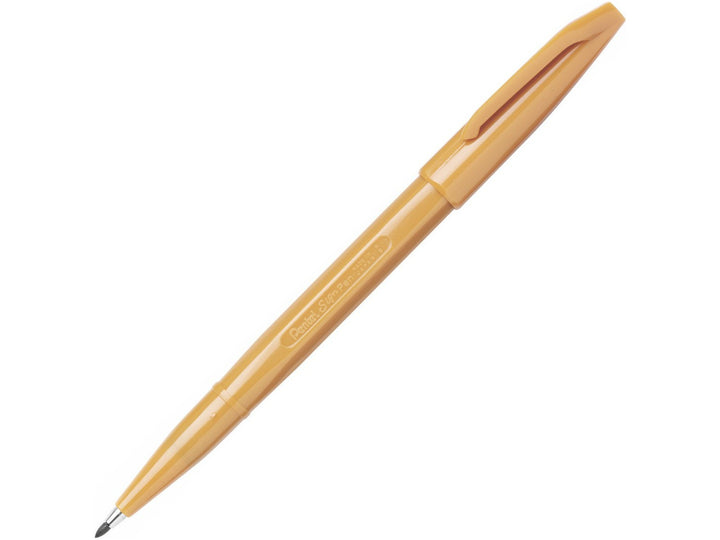 Pentel Sign Pen S520 Fibre-Tipped Pen in Ochre, featuring a durable fibre tip, ochre water-based ink, lightweight plastic barrel and the original smooth-writing Sign Pen design for writing, drawing and illustration