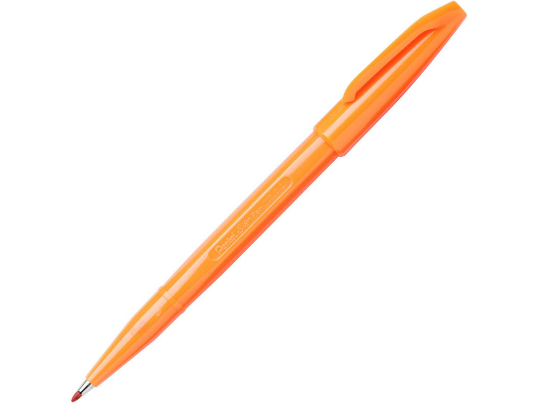 Pentel Sign Pen S520 Fibre-Tipped Pen in Orange, featuring a durable fibre tip, orange water-based ink, lightweight plastic barrel and the original smooth-writing Sign Pen design for writing, drawing and illustration