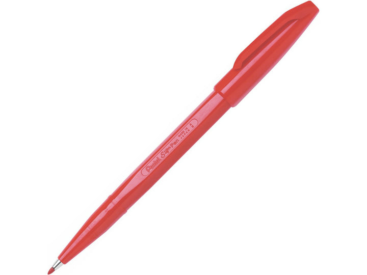 Pentel Sign Pen S520 Fibre-Tipped Pen in Red, featuring a durable fibre tip, red water-based ink, lightweight plastic barrel and the original smooth-writing Sign Pen design for writing, drawing and illustration