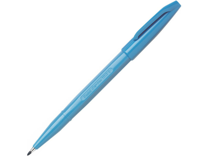 Pentel Sign Pen S520 Fibre-Tipped Pen in Sky Blue, featuring a durable fibre tip, sky blue water-based ink, lightweight plastic barrel and the original smooth-writing Sign Pen design for writing, drawing and illustration