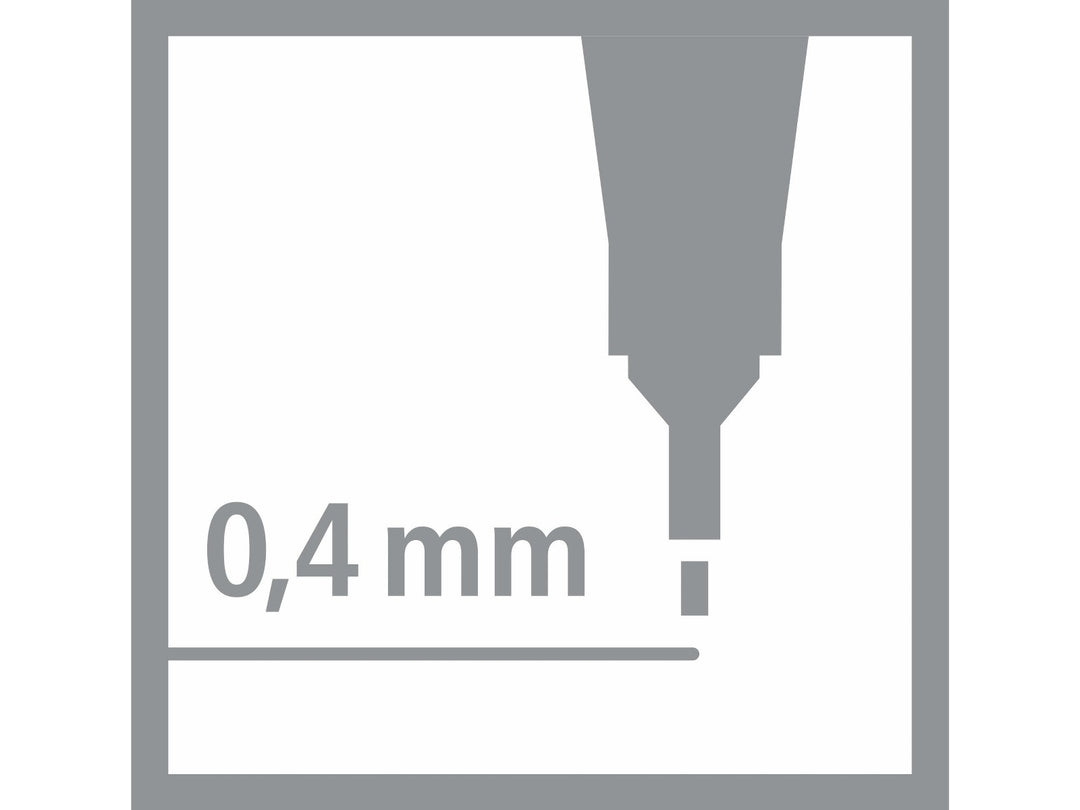 STABILO point 88 fineliner tip icon showing the fine 0.4mm nib and example line width